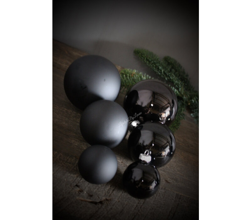 Glazen kerstbal zwart mat / glans 8 cm