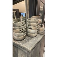 Houten rond bakje / vijzel Sober grey 20 x 8 cm