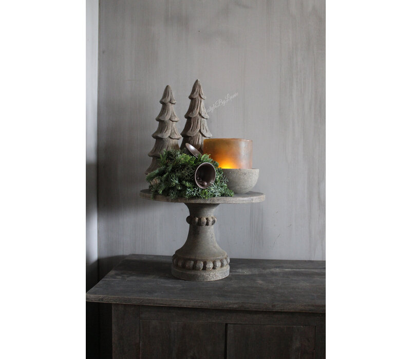 Houten rond bakje / vijzel Sober grey 20 x 8 cm