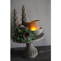 Houten rond bakje / vijzel Sober grey 20 x 8 cm