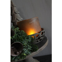 Houten rond bakje / vijzel Sober grey 20 x 8 cm
