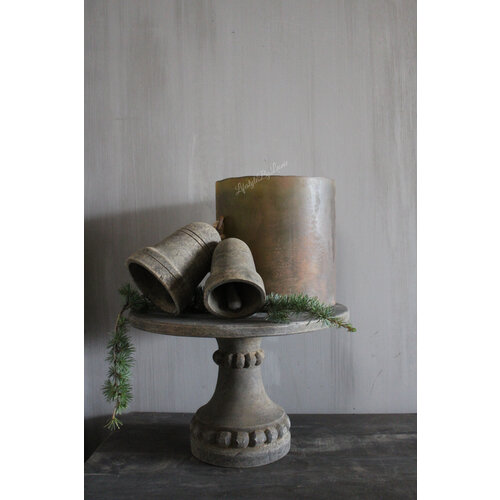Ronde houten tray op voet Sober grey 28 x 40 cm 