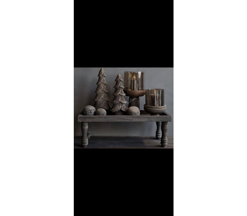 Houten lange smalle tray op pootjes 70x28x18cm