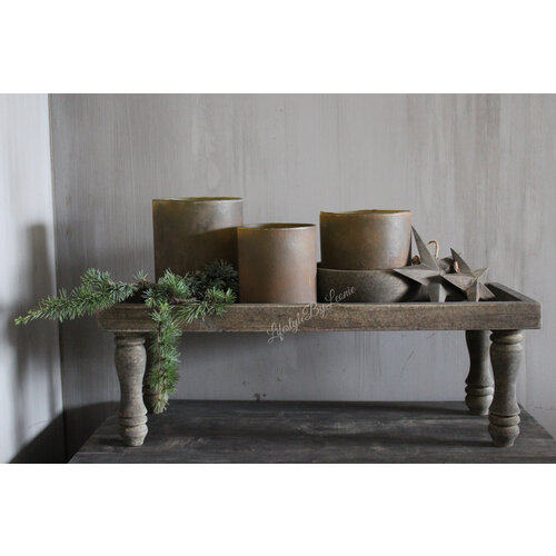 Houten lange smalle tray op pootjes 70x28x18cm 