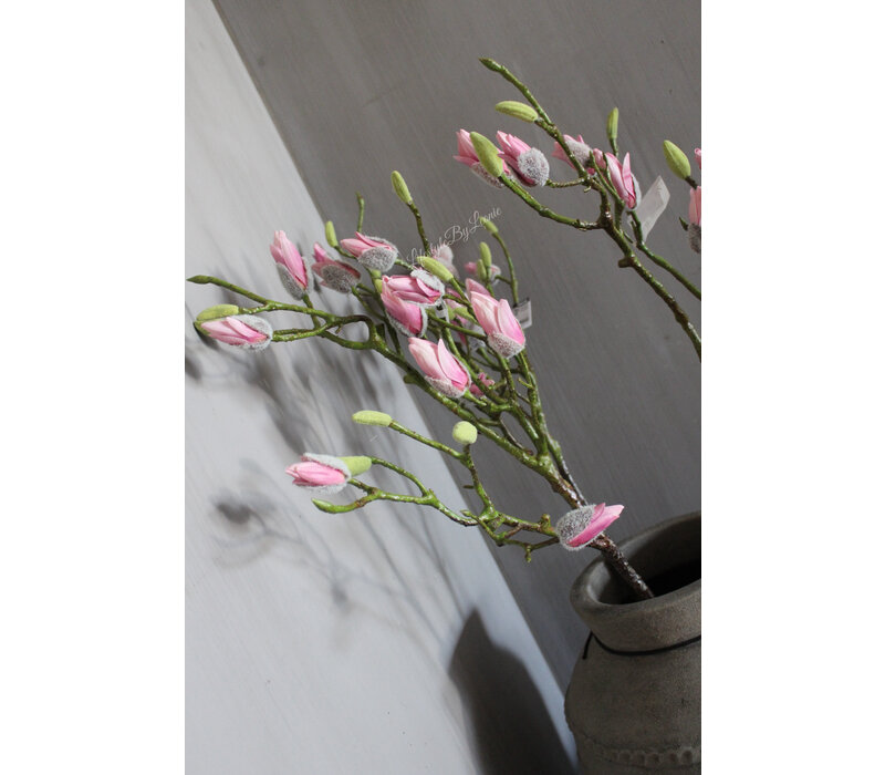 Zijden Magnolia tak in knop Soft pink 91 cm