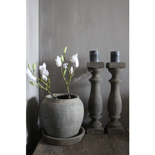 Baluster kandelaar Riley grey wash vierkant 50 x 12 cm 
