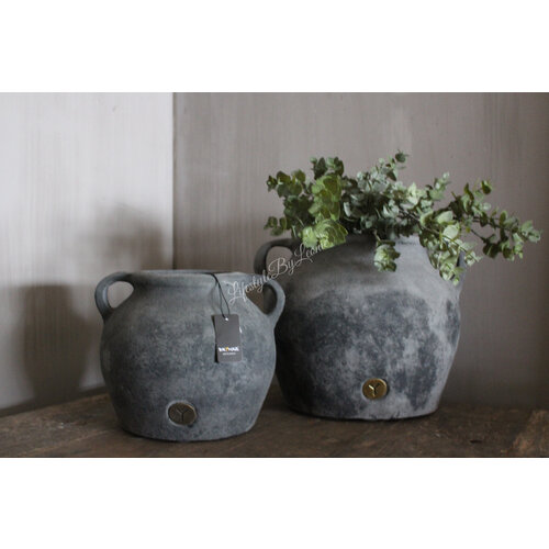Brynxz grote kruik met 2 oren Stone 26 x 23 cm 