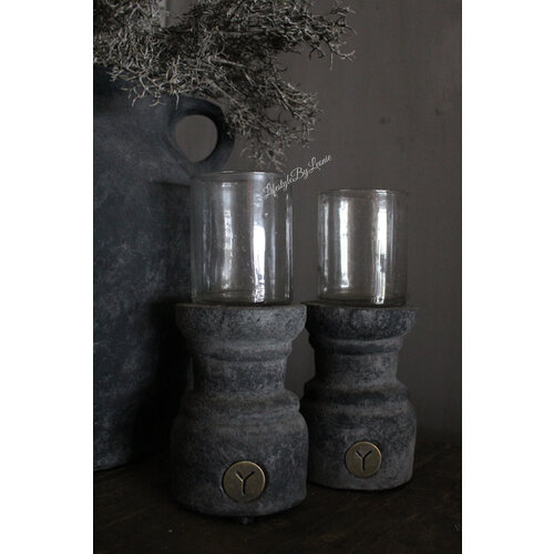 Brynxz candleholder Stone 16 x 11 cm 