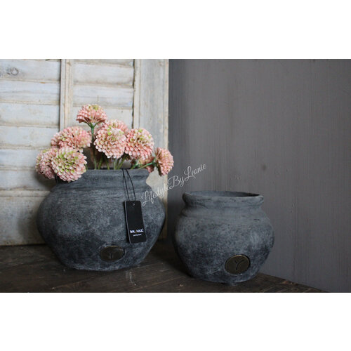 Bosje namaak Dahlia pompon pink/green 27 cm 