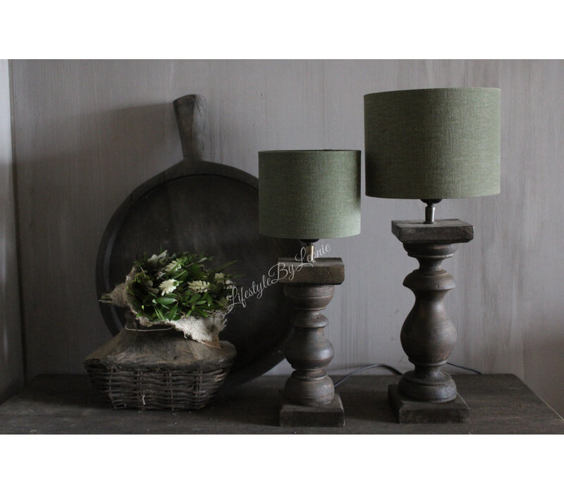 Houten baluster lampvoet Brown / gold 40 cm