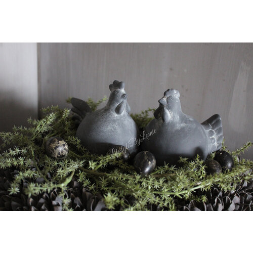 Stenen kip/haan grey 12 cm  Stenen kip/haan grey 12 cm