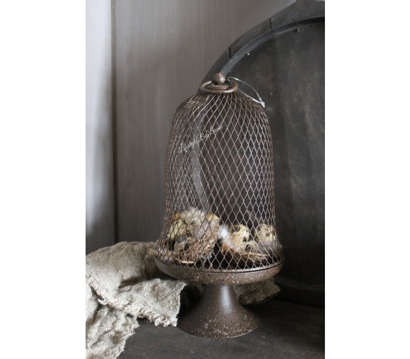 Bruine draad stolp op voet 30 cm