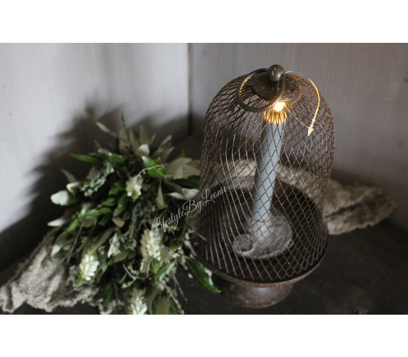 Bruine draad stolp op voet 30 cm