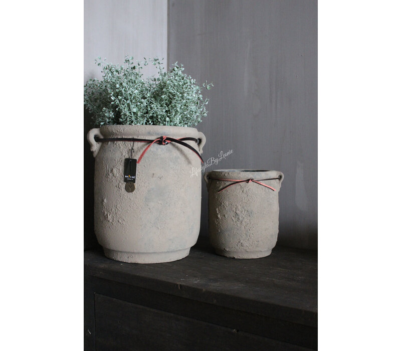 Brynxz stenen pot Rustic 2 ears rope 32 x 30 cm