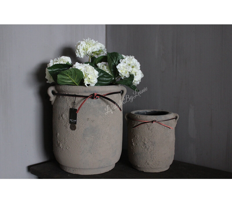 Brynxz stenen pot Rustic 2 ears rope 32 x 30 cm