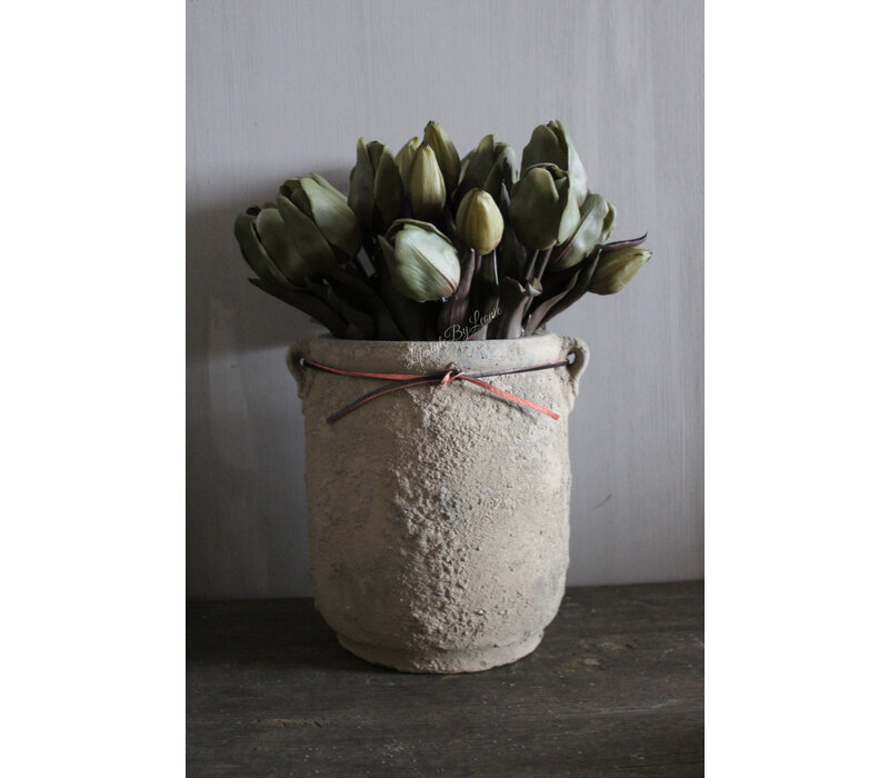 Brynxz stenen pot Rustic 2 ears rope 32 x 30 cm