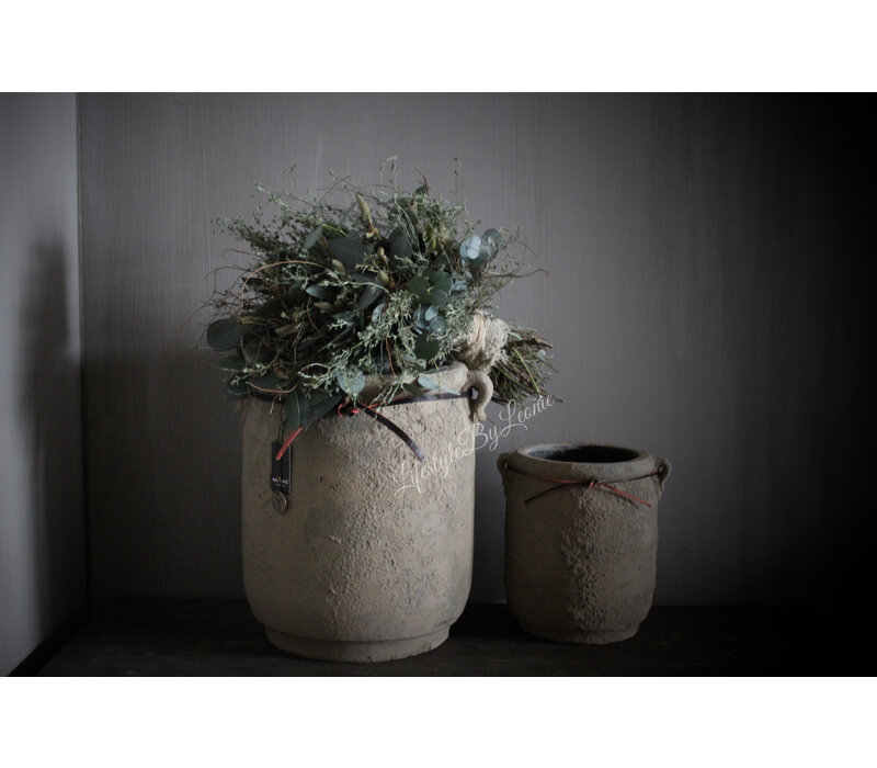 Brynxz stenen pot Rustic 2 ears rope 32 x 30 cm