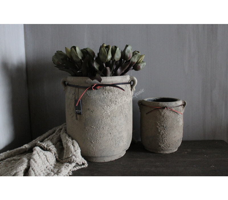 Brynxz stenen pot Rustic 2 ears rope 32 x 30 cm