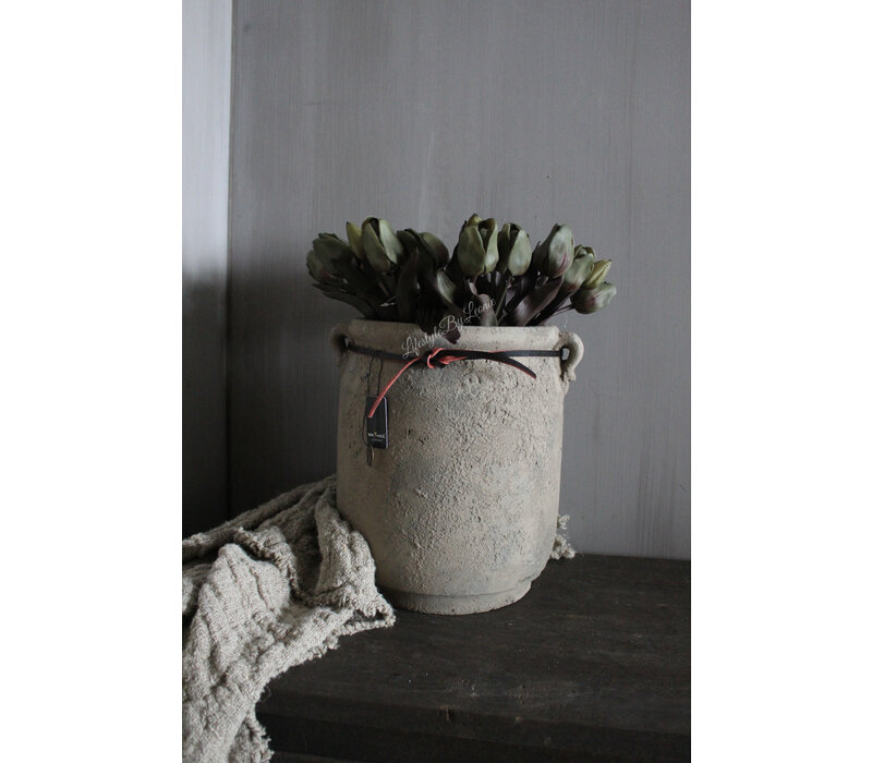 Brynxz stenen pot Rustic 2 ears rope 32 x 30 cm