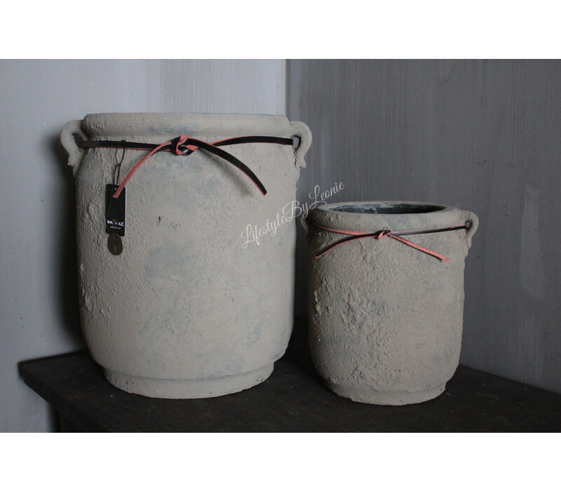 Brynxz stenen pot Rustic 2 ears rope 22 x 20 cm