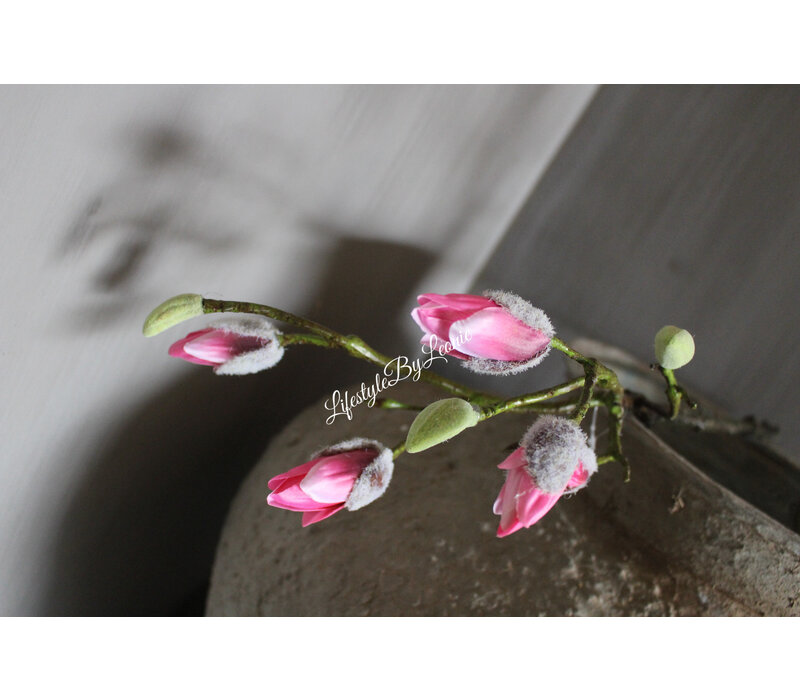 Namaak Magnolia tak in knop donkerroze 73 cm