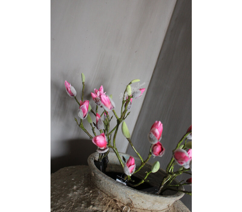 Namaak Magnolia tak in knop donkerroze 73 cm