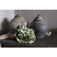 Toefje in shabby doek met wit Gipskruid