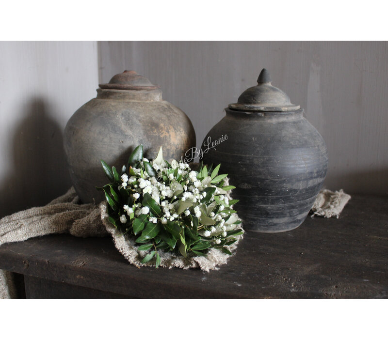 Toefje in shabby doek met wit Gipskruid
