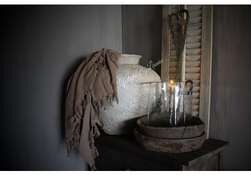 Plaid linnen look Cosy taupe 160 x 130 cm