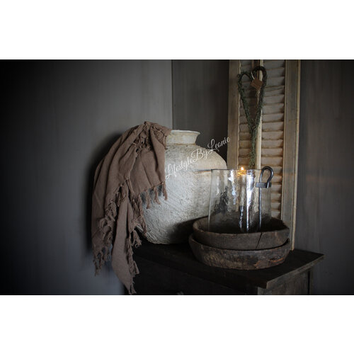 Plaid linnen look Cosy taupe 160 x 130 cm 