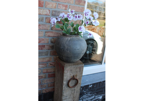 Zijden Viooltje op steel white/purple 67 cm