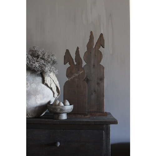 Houten konijn op voet Brown wash 60 cm 