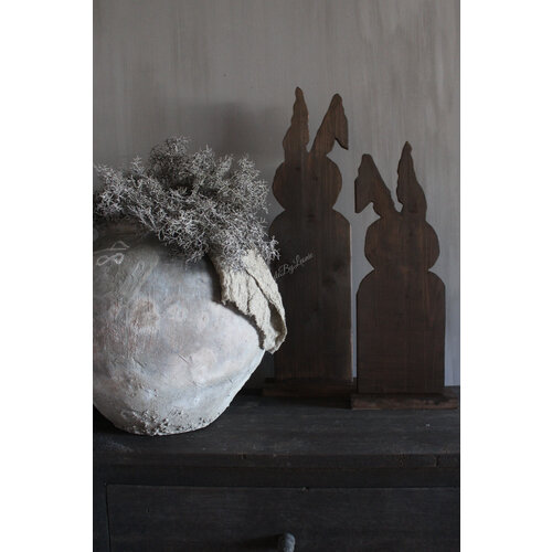 Houten konijn op voet Brown wash 75 cm 