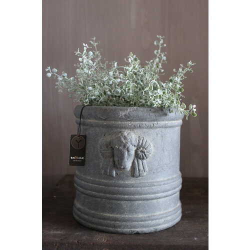 Brynxz ronde stenen pot met ram Majestic 22 cm 