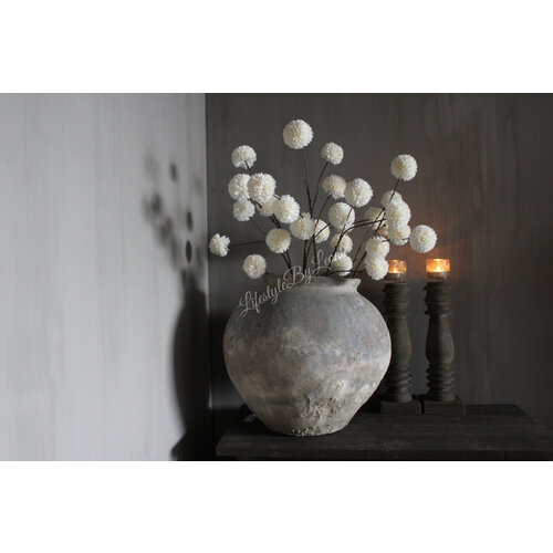 Namaak Pompom tak grote bollen white 98 cm 