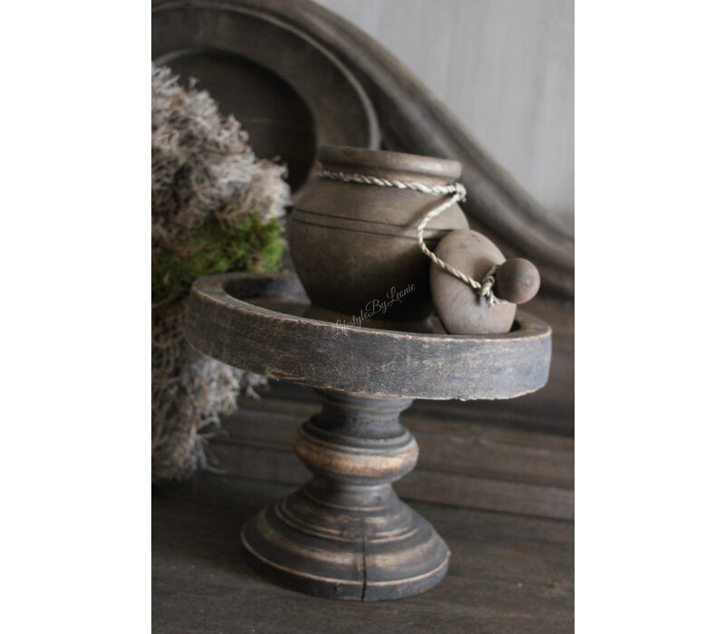 Houten bol potje met deksel Brown gold 16 cm