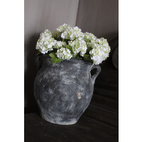 Stenen kruik met oren Grey/black 26 x 25 cm