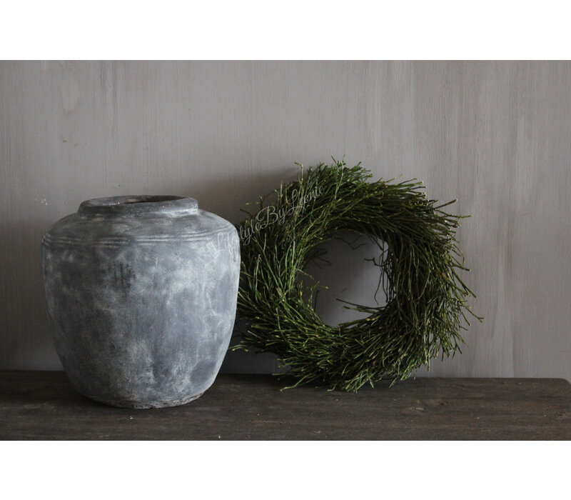 Stenen kruik met strepen Grey/black 25 x 23 cm