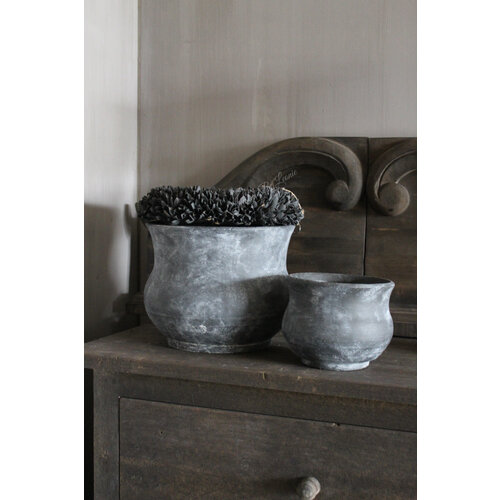 Stenen pot Flared Grey/black 19 x 15 cm 