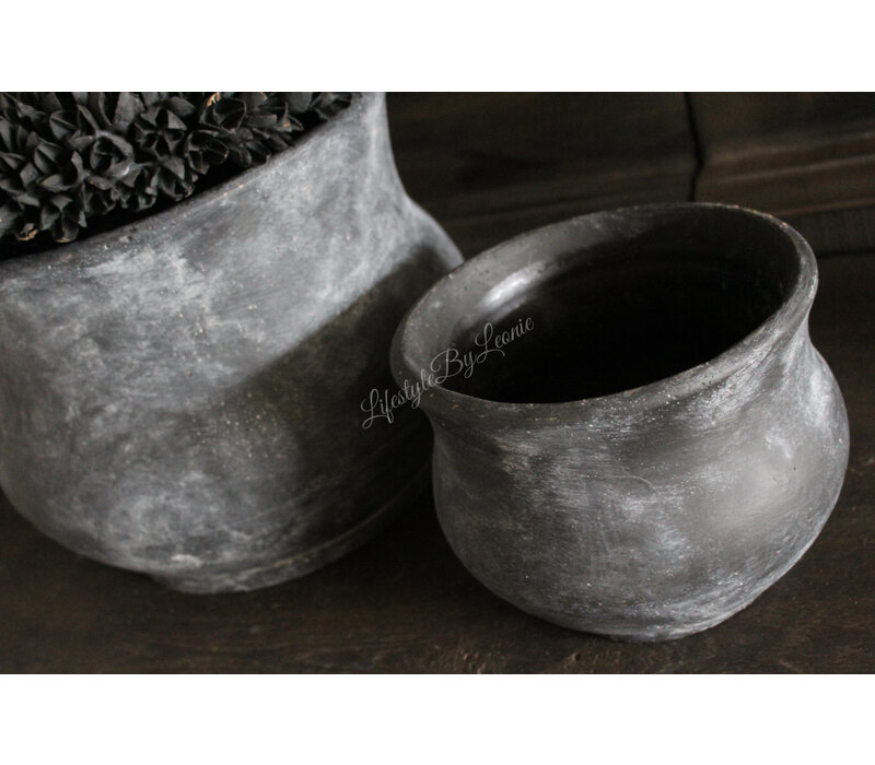 Stenen pot Flared Grey/black 19 x 15 cm