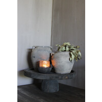 Luksa houten plateau op voet Antique grey 40 x 15 cm