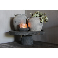 Luksa houten plateau op voet Antique grey 40 x 15 cm