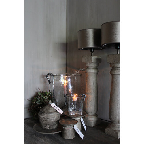 Massief houten baluster lampvoet Taupe 50 x 10 x 10 cm 