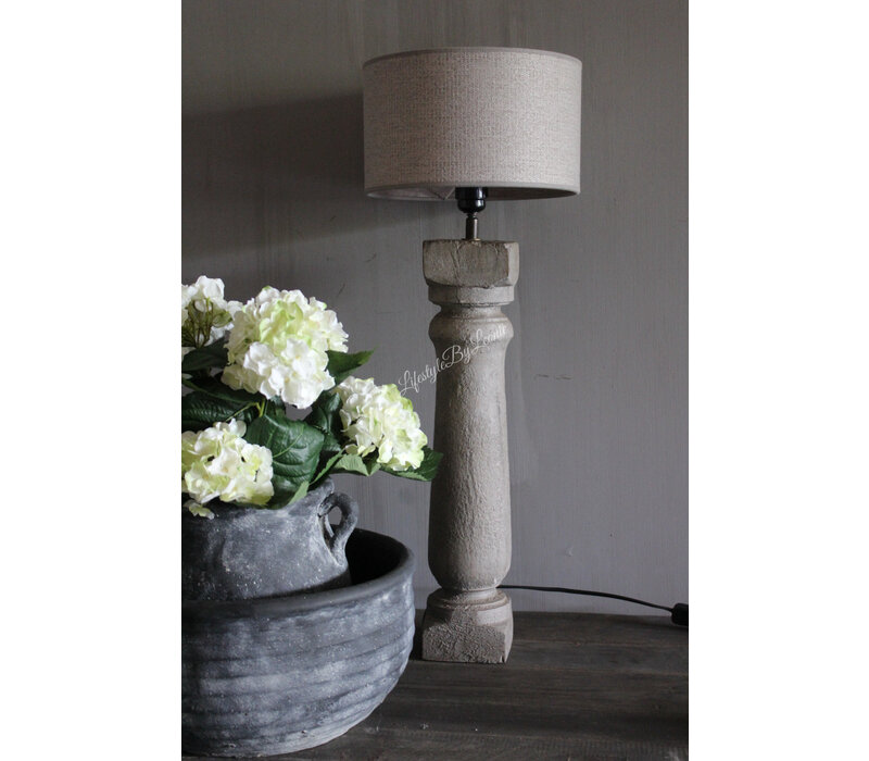 Massief houten baluster lampvoet Taupe 50 x 10 x 10 cm