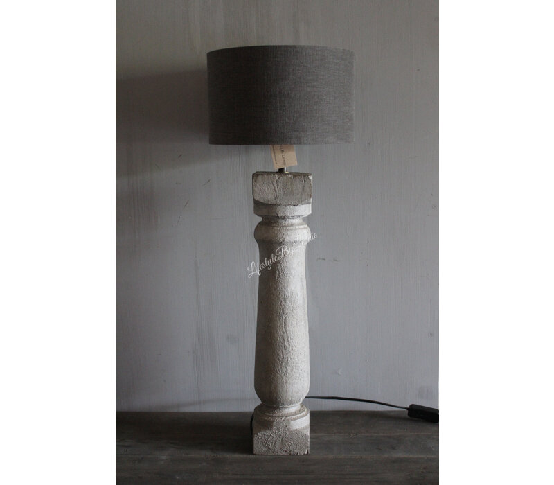 Massief houten baluster lampvoet Taupe 50 x 10 x 10 cm