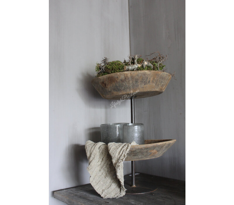 Indiase schaal etagère 2-laags 57 cm