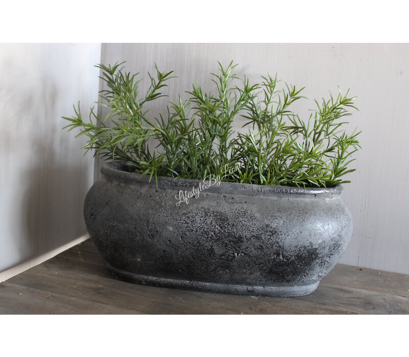 Stenen ovale pot Romy 37 x 20 x 15 cm