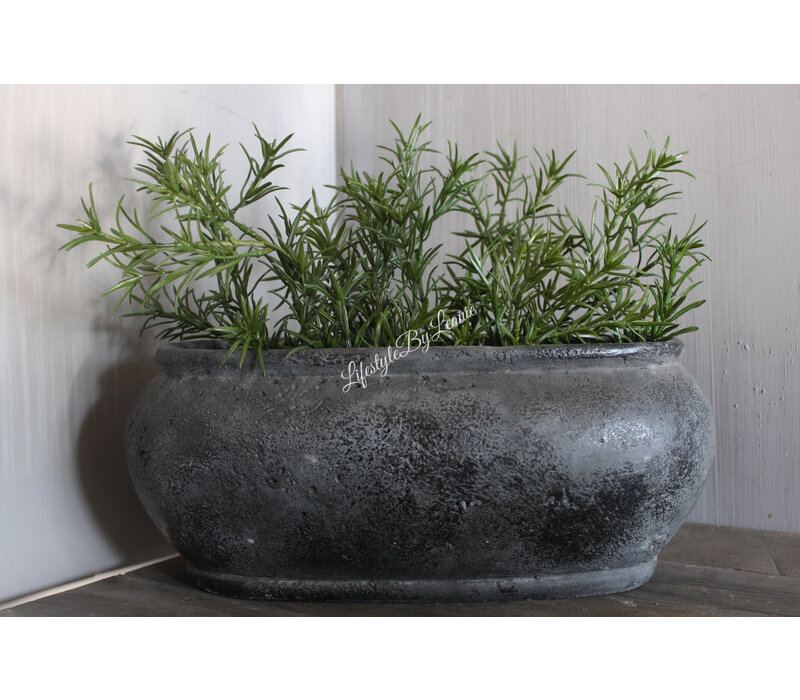 Stenen ovale pot Romy 37 x 20 x 15 cm