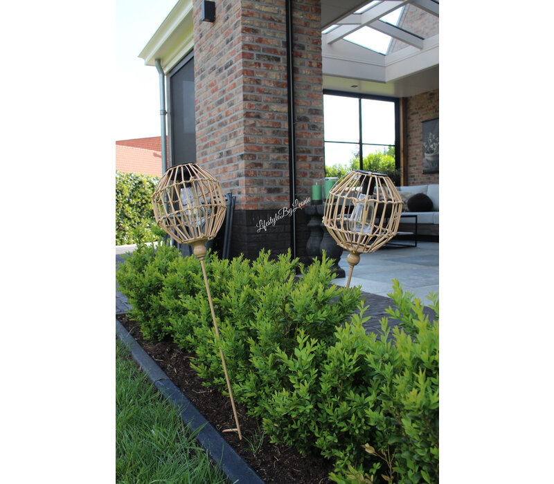 Solar LED lamp prikker Bol naturel 80 cm