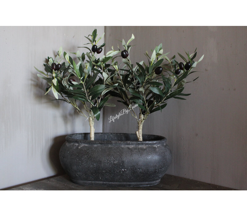 Stenen ovale pot Romy 37 x 20 x 15 cm